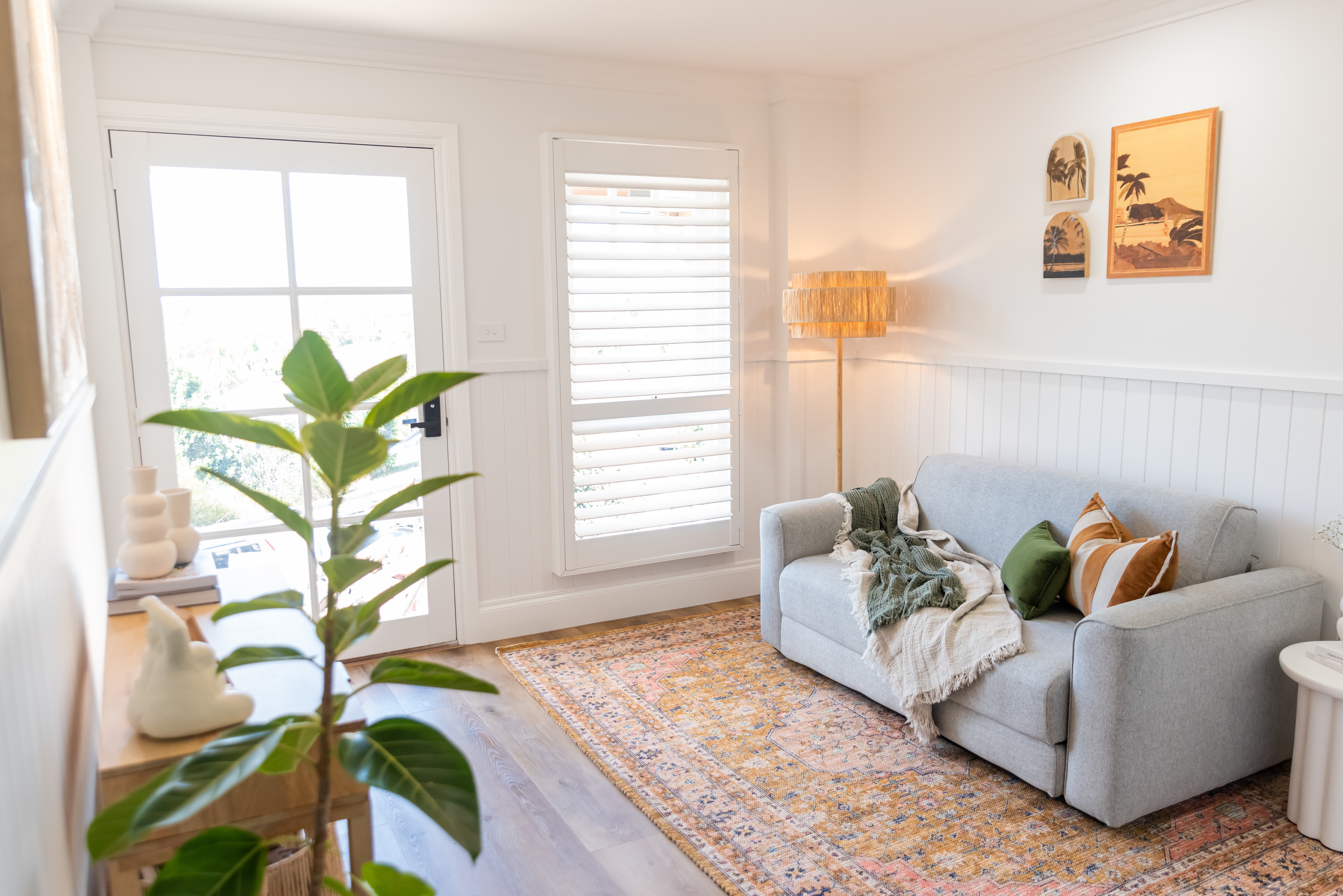 Wangi Wangi House living room styling with timber floors