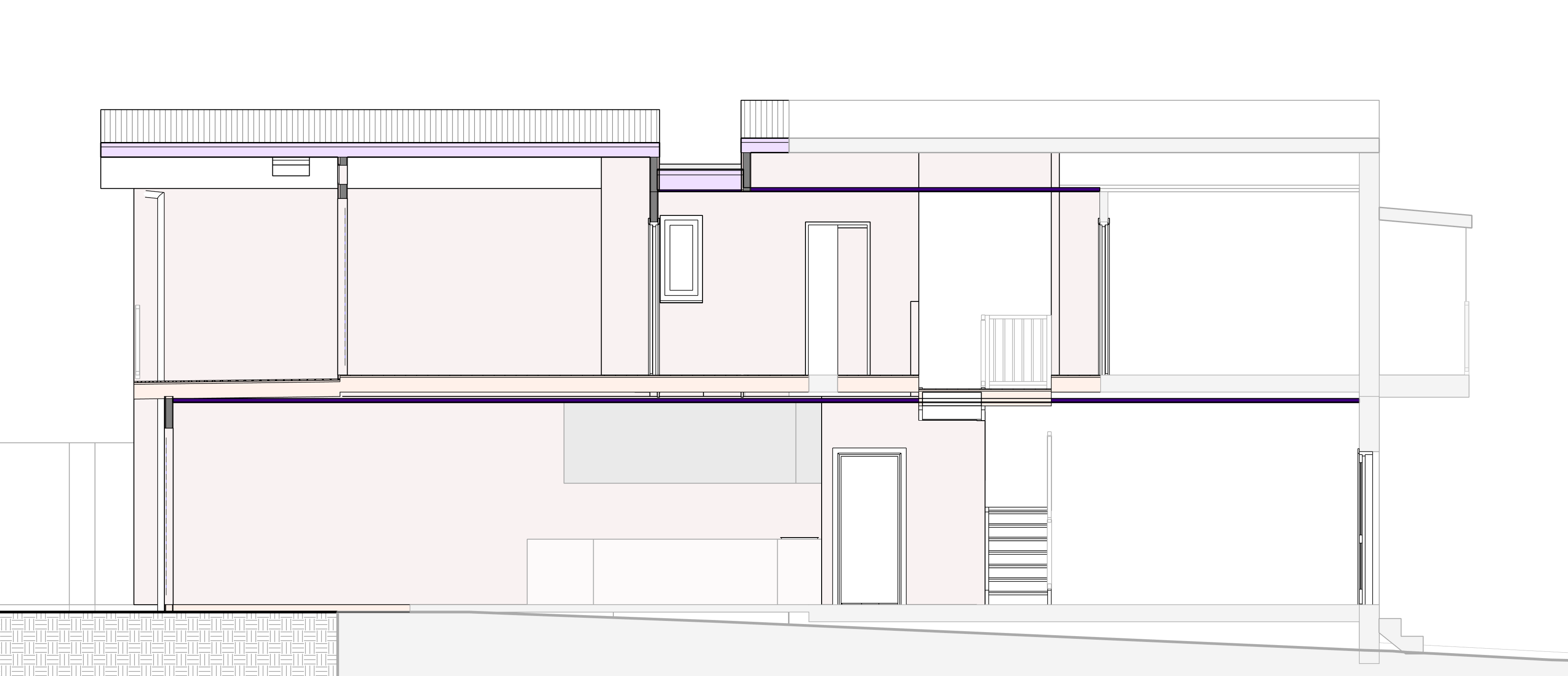 Technical section drawing for Cooks Hill Terrace narrow site