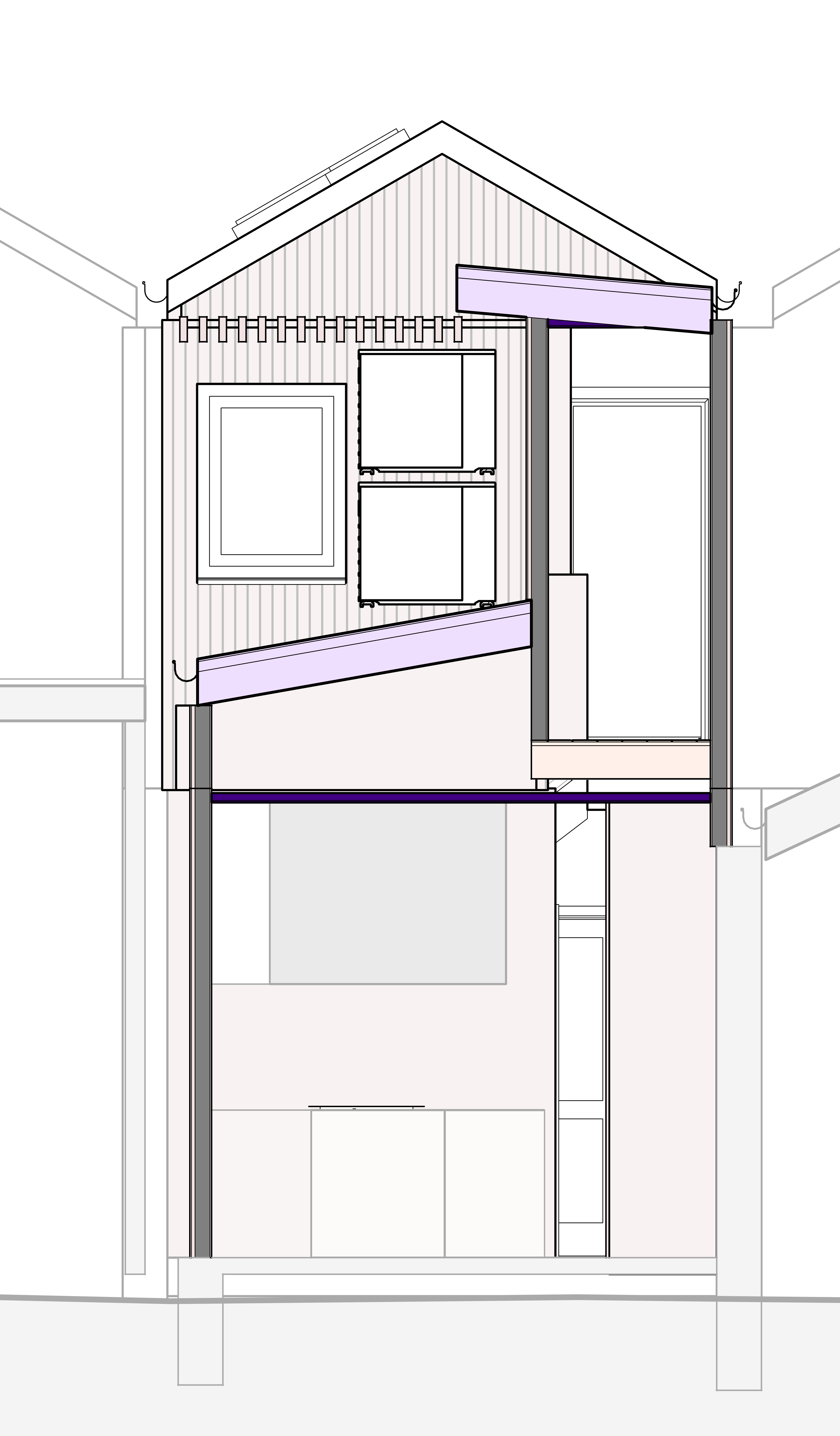 Technical elevation drawing of Cooks Hill Terrace rear addition