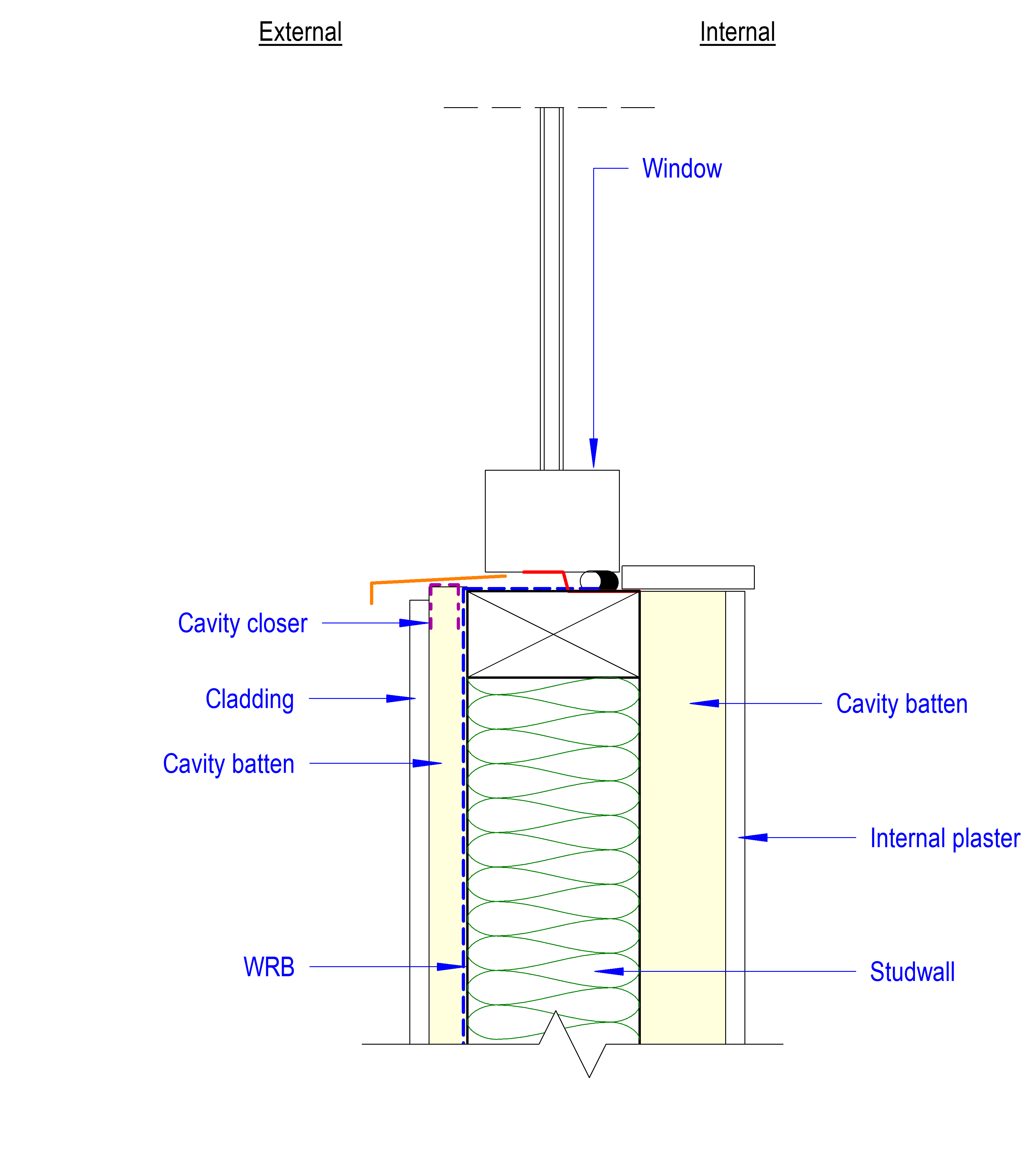 Technical drawing of Stockton House window and envelope junction detailing