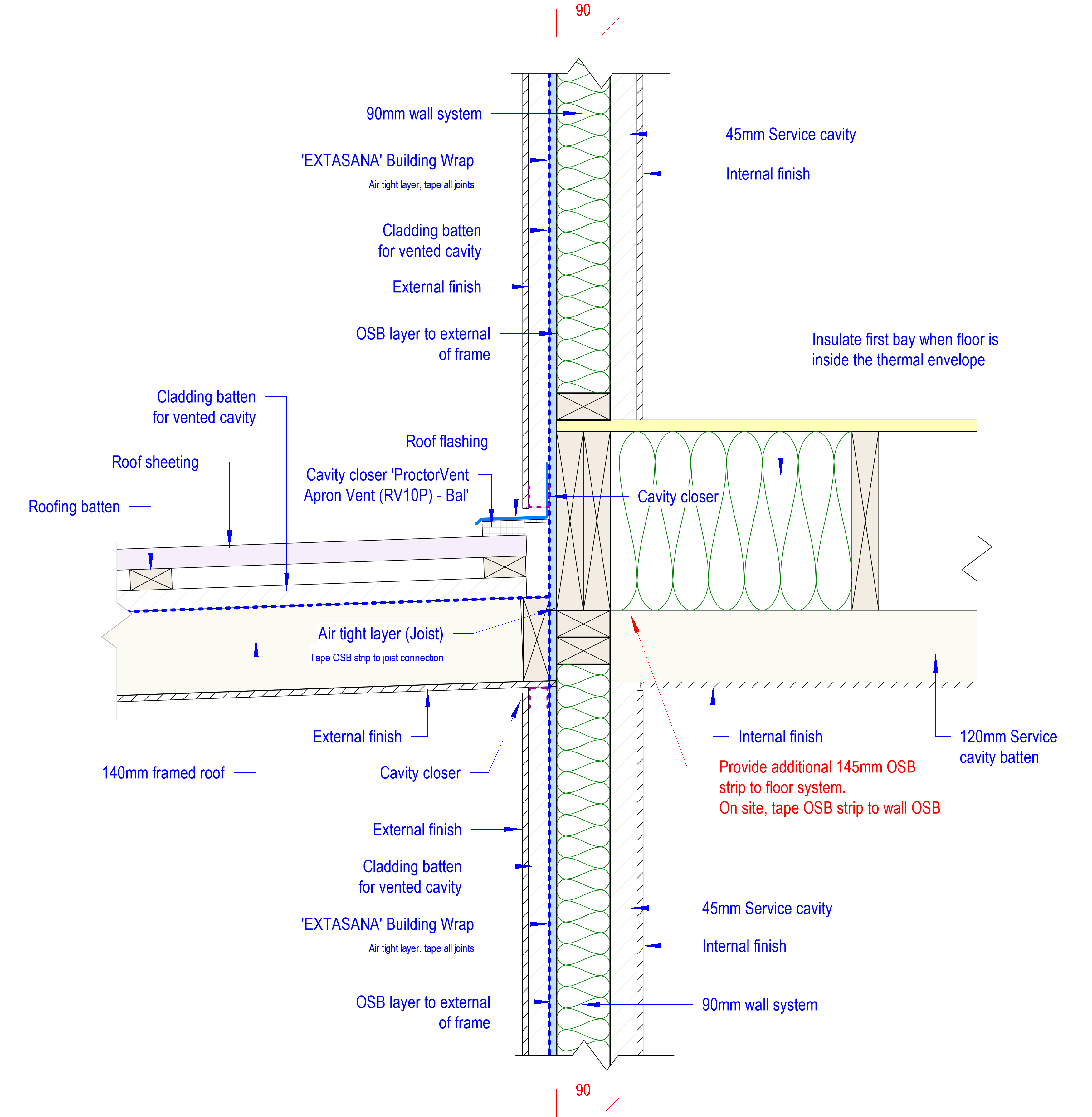 Technical drawing of Toronto House envelope junction detailing